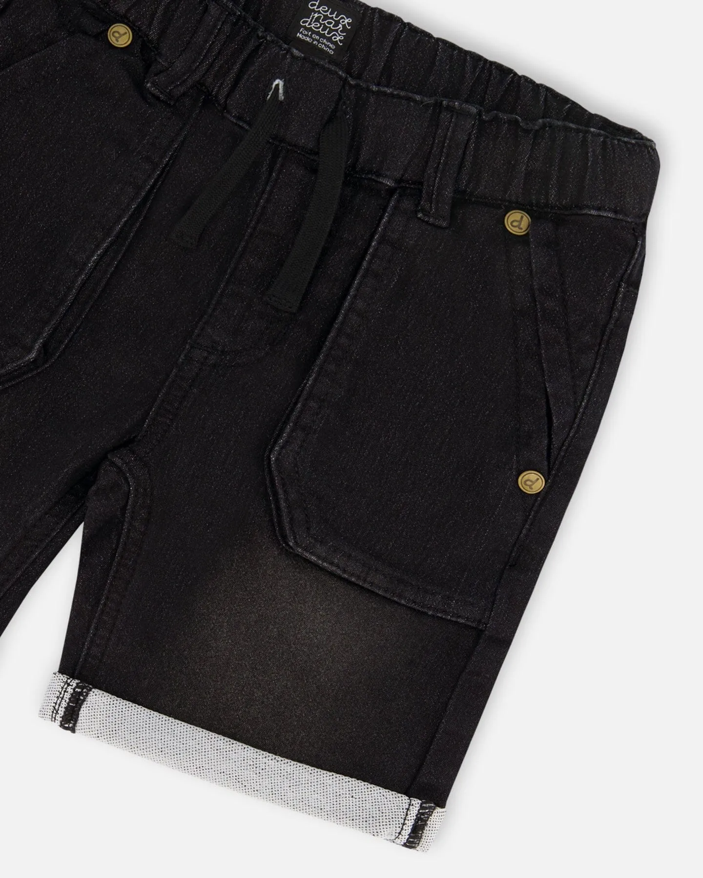 French Terry Denim Short Black Jeans