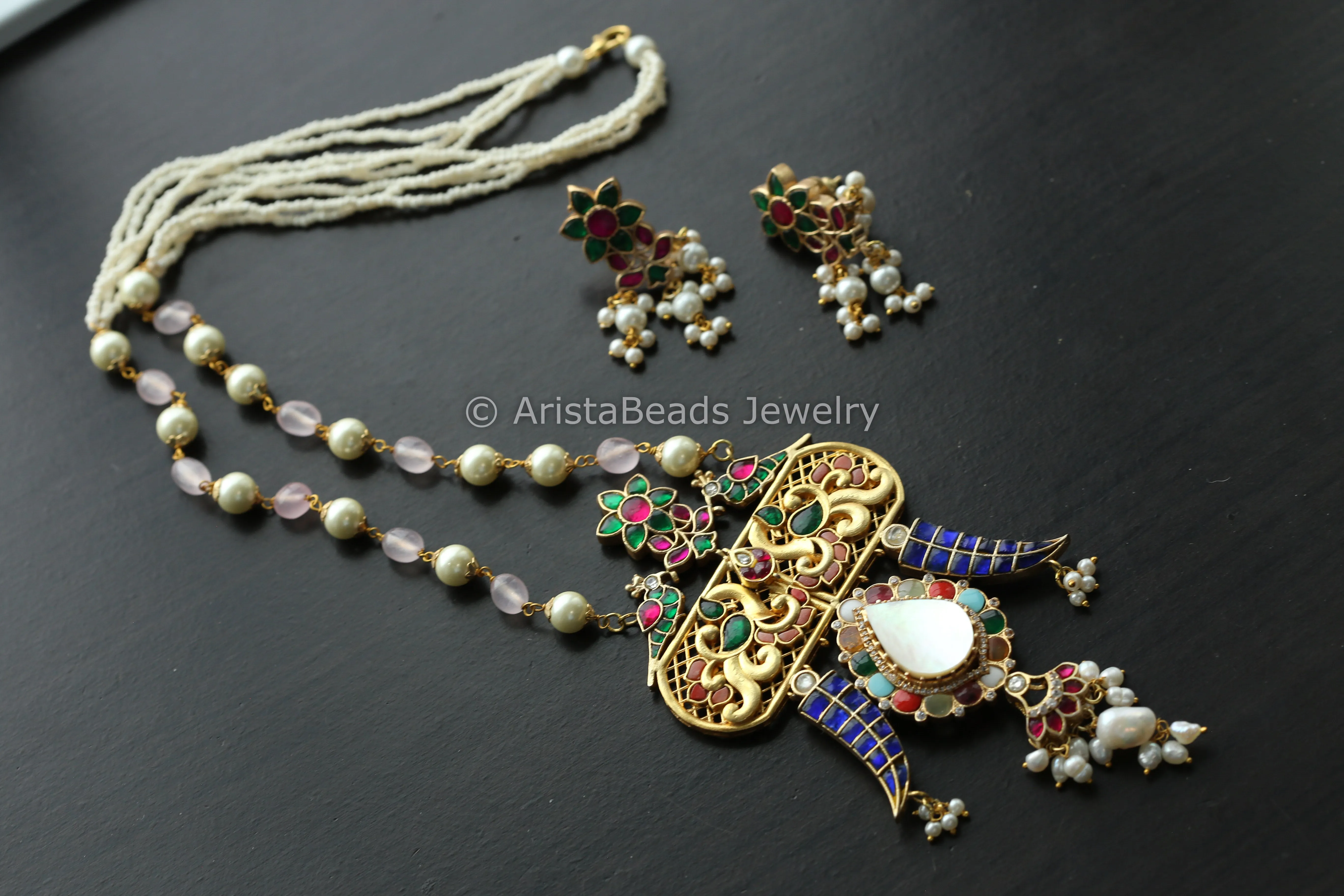 Fusion Jadau Kundan Work Necklace - MOP