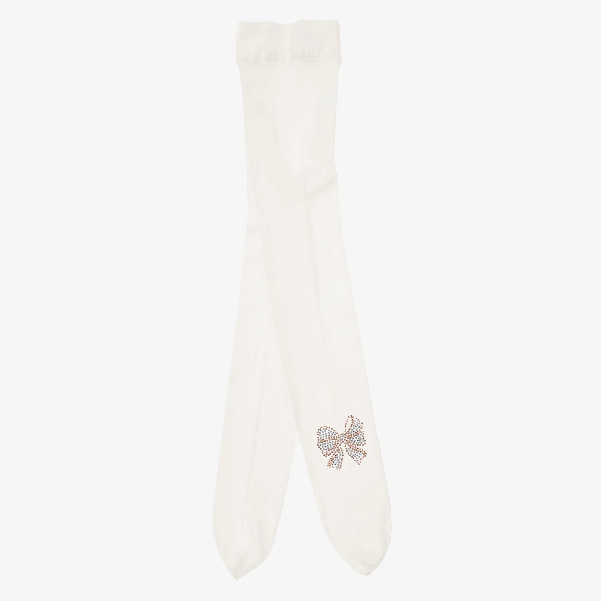 Girls Ivory Bow Tights 