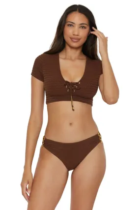 Glimmer Cap Sleeve Bikini Top