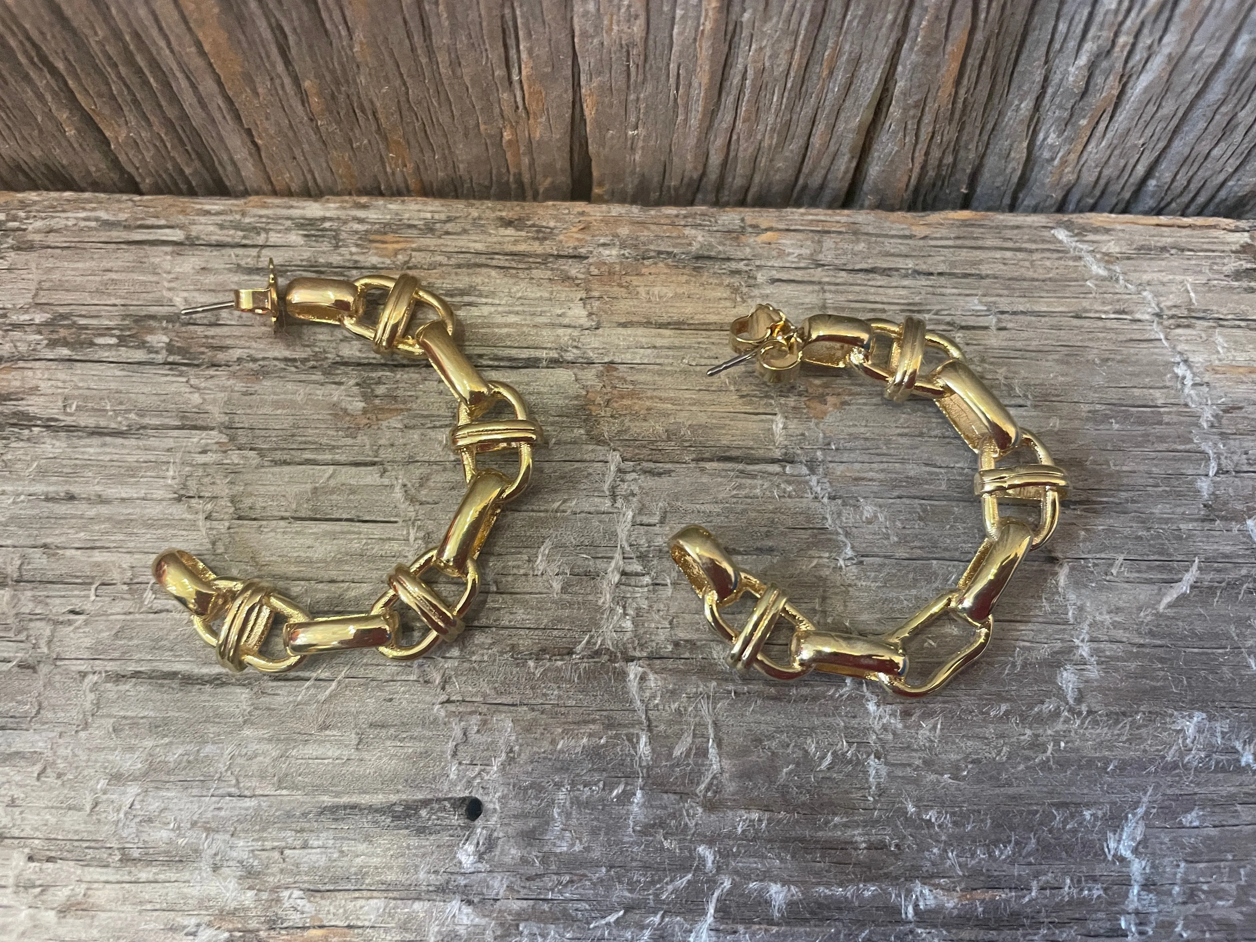 Gold Link Hoop Earrings