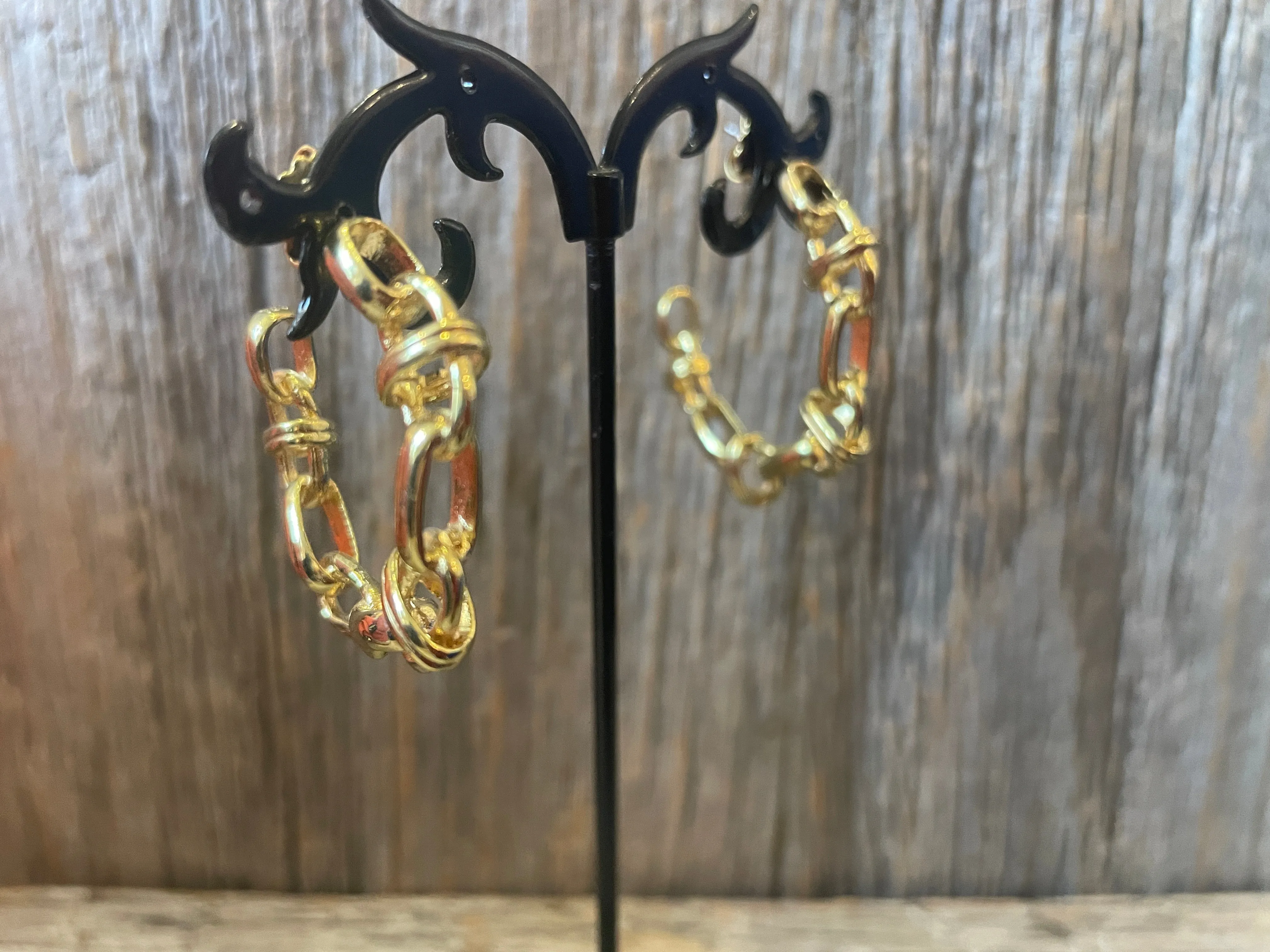 Gold Link Hoop Earrings