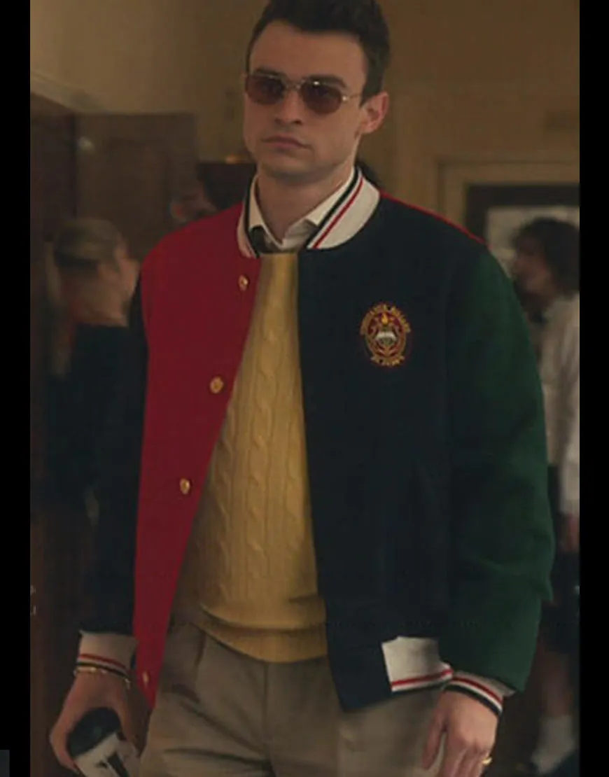 Gossip Girl 2021 Thomas Doherty Varsity Jacket | Color-Block Jacket