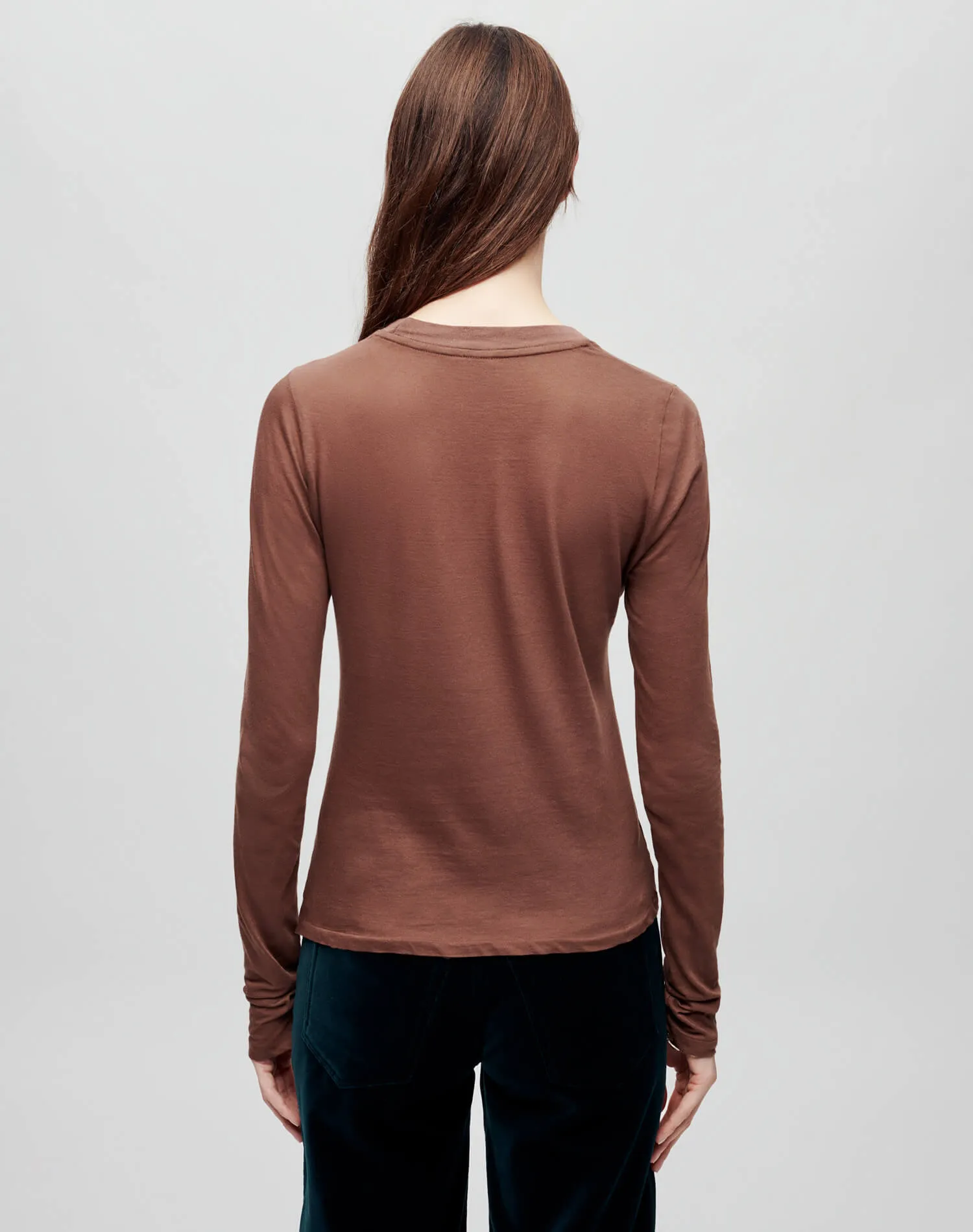 Hanes Sheer Long Sleeve Tee - Espresso