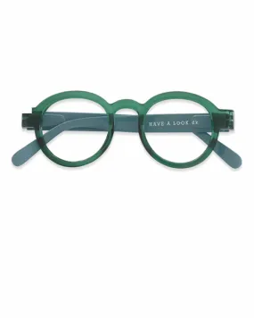 HAVE A LOOK CIRCLE TWIST GREEN & BLUE READING GLASSES