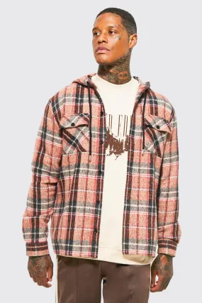 Heavy Brushed Check Overshirt With Hood