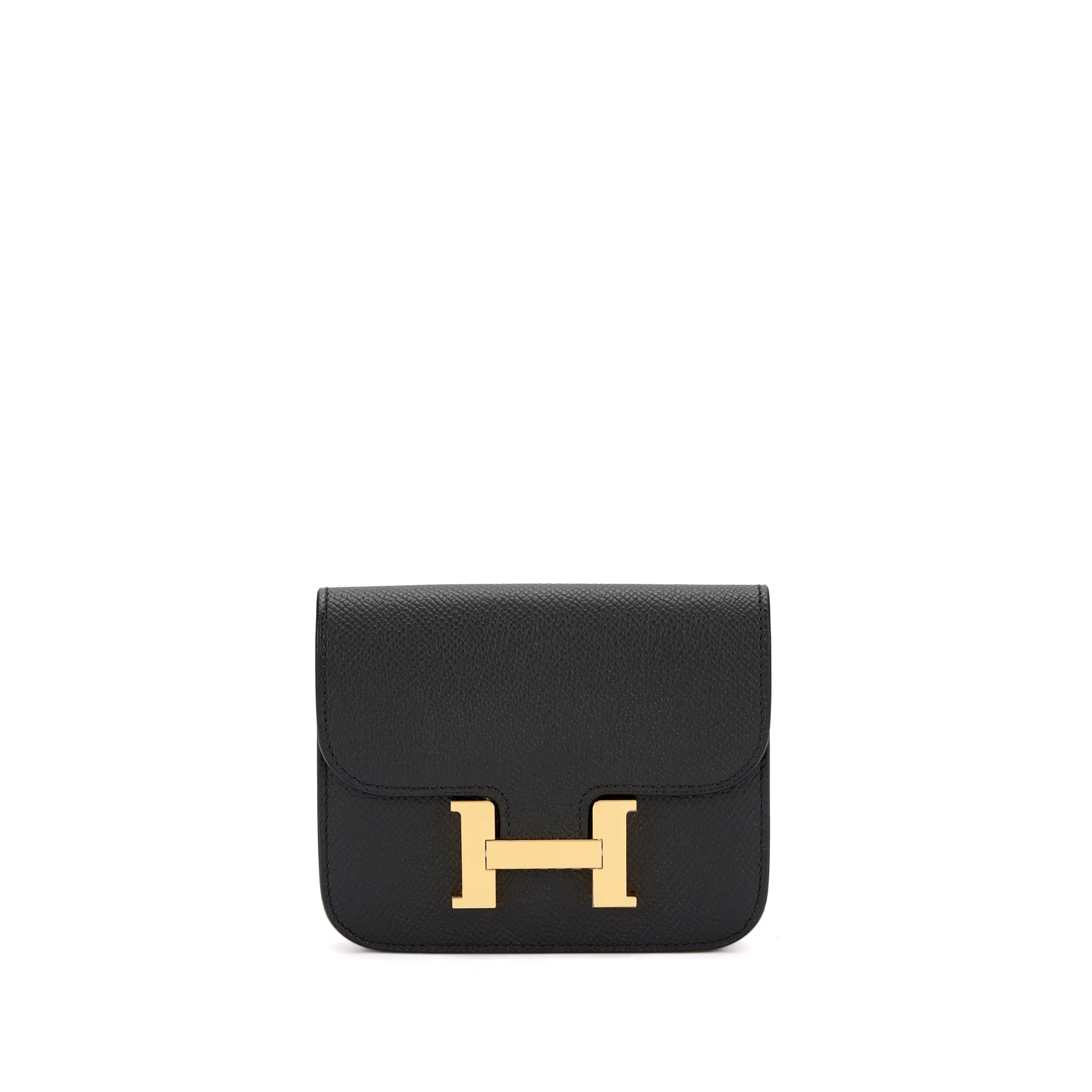 Hermès Black Epsom Constance Slim Wallet Gold Hardware, 2023