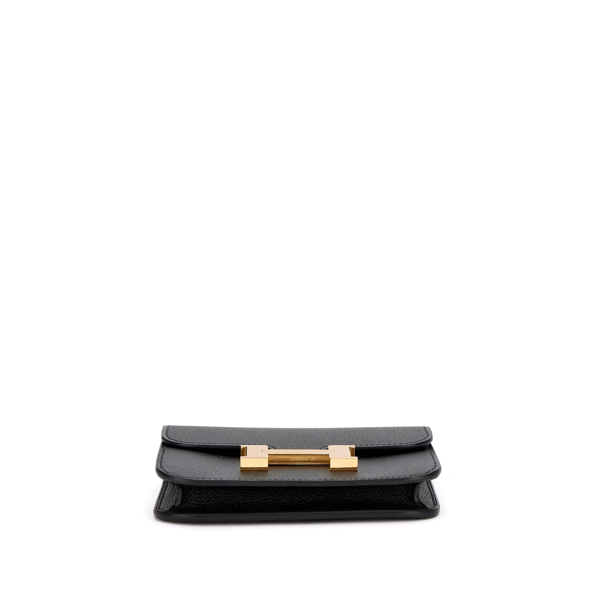 Hermès Black Epsom Constance Slim Wallet Gold Hardware, 2023