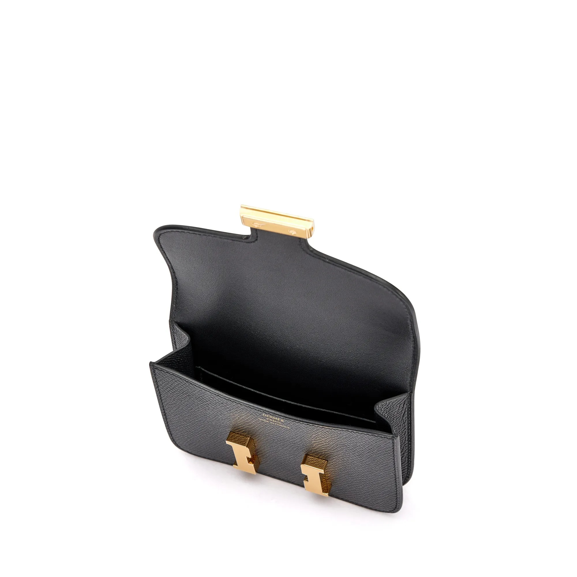 Hermès Black Epsom Constance Slim Wallet Gold Hardware, 2023