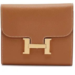 Hermès Gold Epsom Constance Passant Short Wallet Gold Hardware, 2019