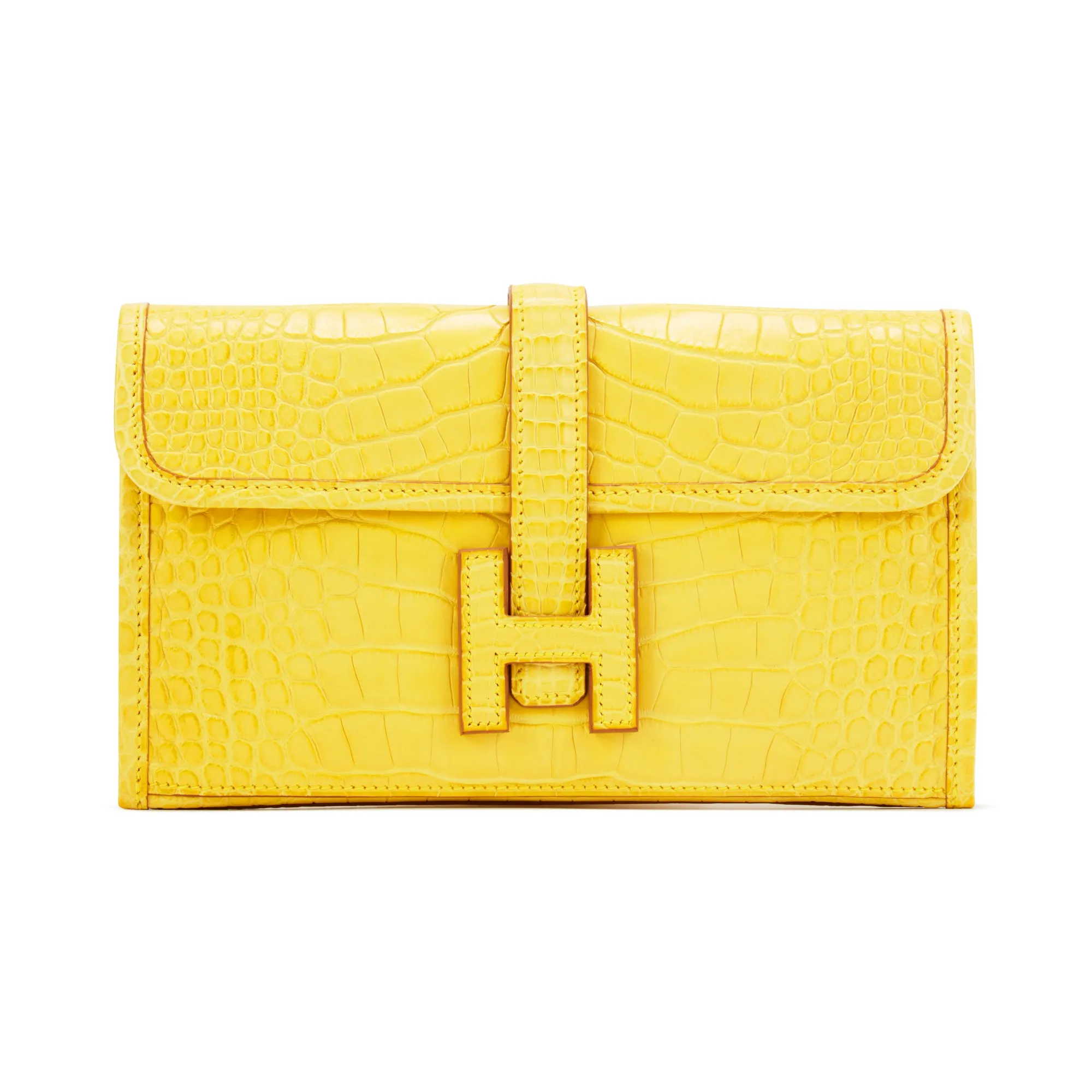 Hermès Mimosa Matte Alligator Jige Duo Wallet Palladium Hardware, 2014