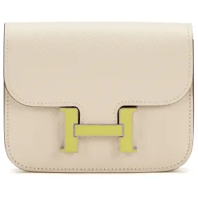 Hermès Nata Epsom Constance Slim Wallet Lime Enameled Palladium Hardware, 2022