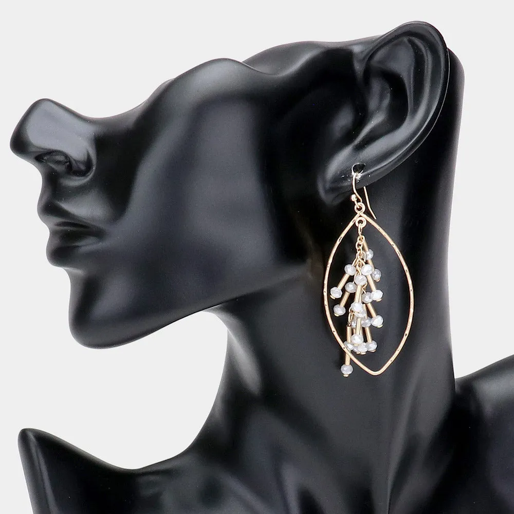 iLLASPARKZ Metal Tube Faceted Bead Cluster Detail Petal Dangle Earrings