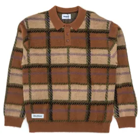 Ivy Button Up Knit Sweater (Brown / Tan)