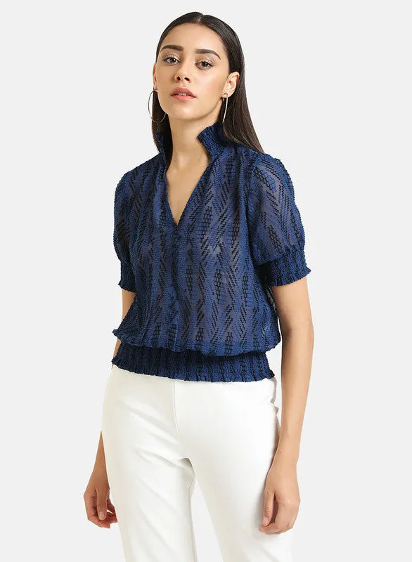 Jacquard Top With Smocking Detail