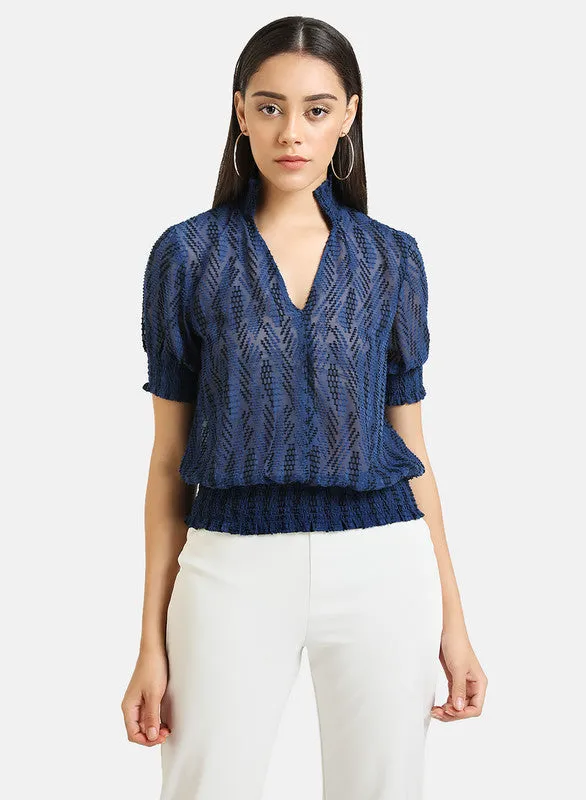 Jacquard Top With Smocking Detail