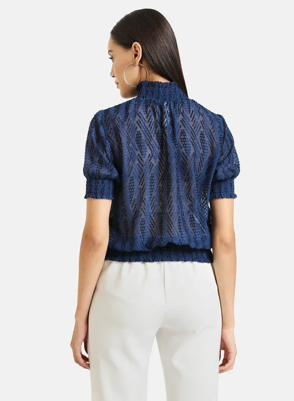 Jacquard Top With Smocking Detail