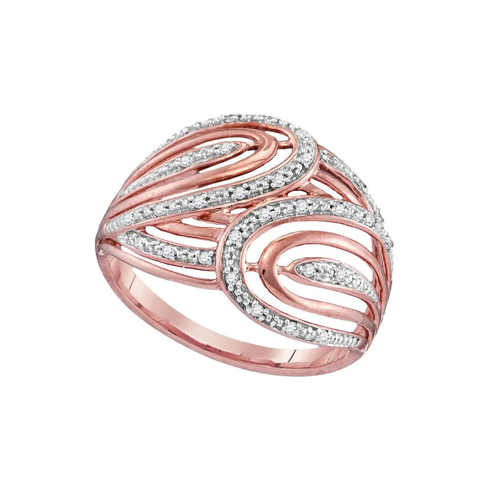 Keene Jewelers 10kt Rose Gold Womens Round Diamond Open Stripe Band Ring 1/6 Cttw