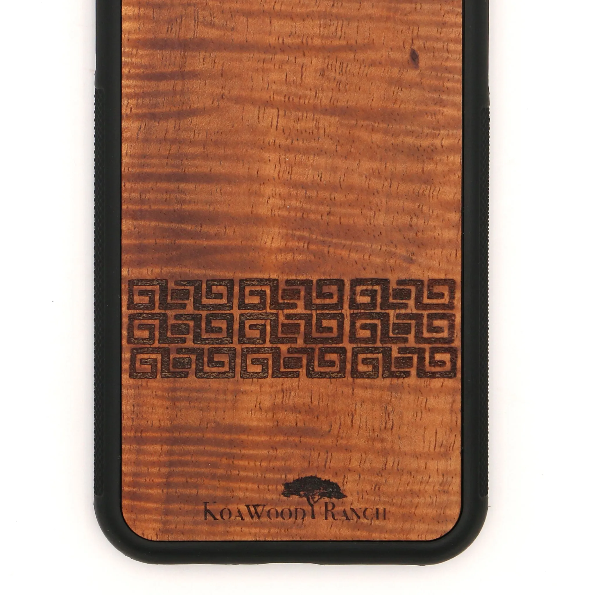 Koa Wood Phone Case Tribal Stripe Design