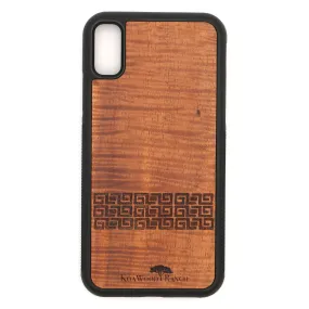 Koa Wood Phone Case Tribal Stripe Design