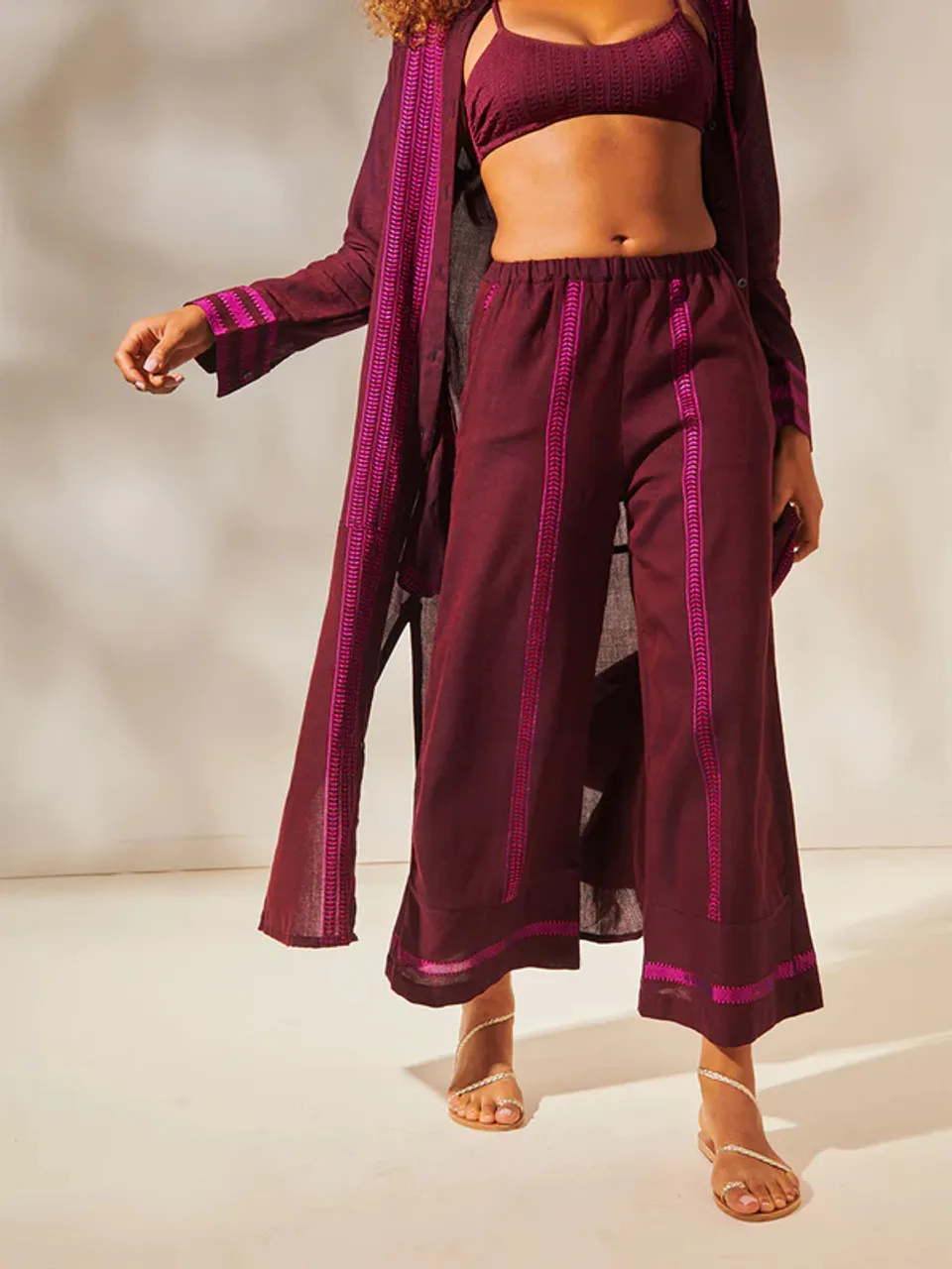 Lemlem Desta Pants, Jordanos Burgundy