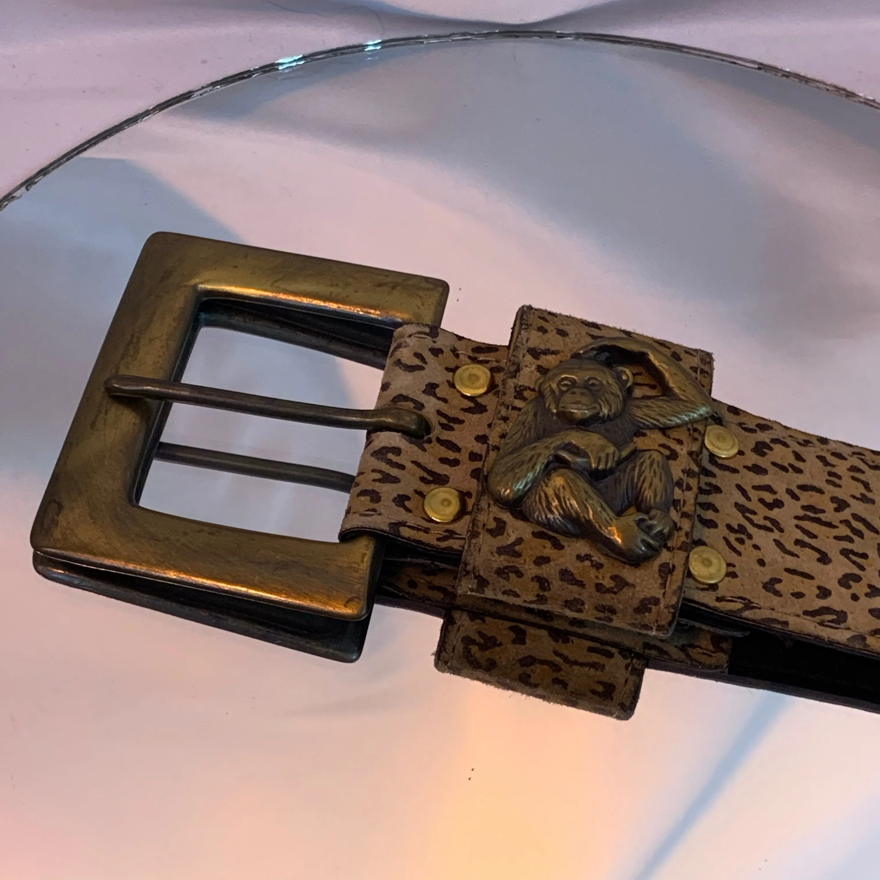 Leopard brass belt