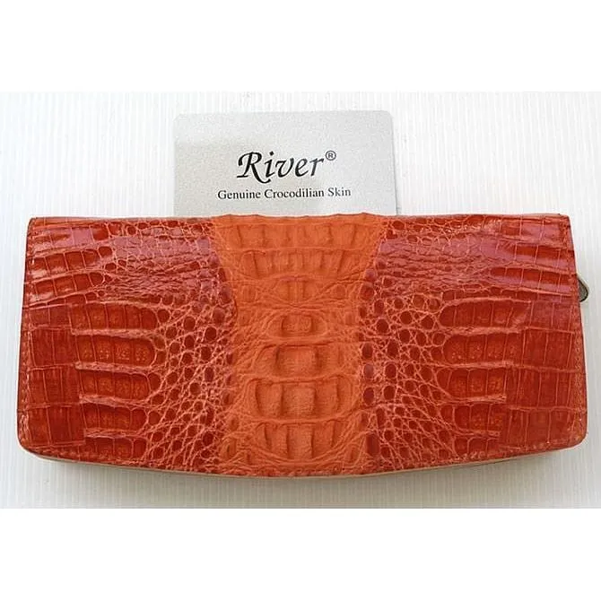 Light Orange Twotone Crocodile Womens Wallet