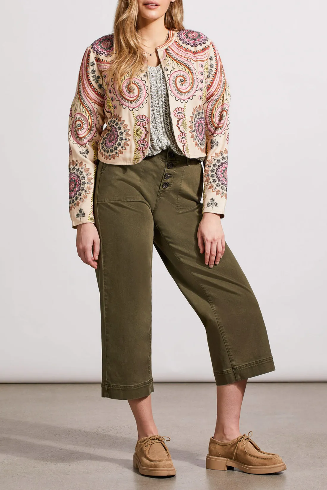 Lined Embroidered Crop Jacket