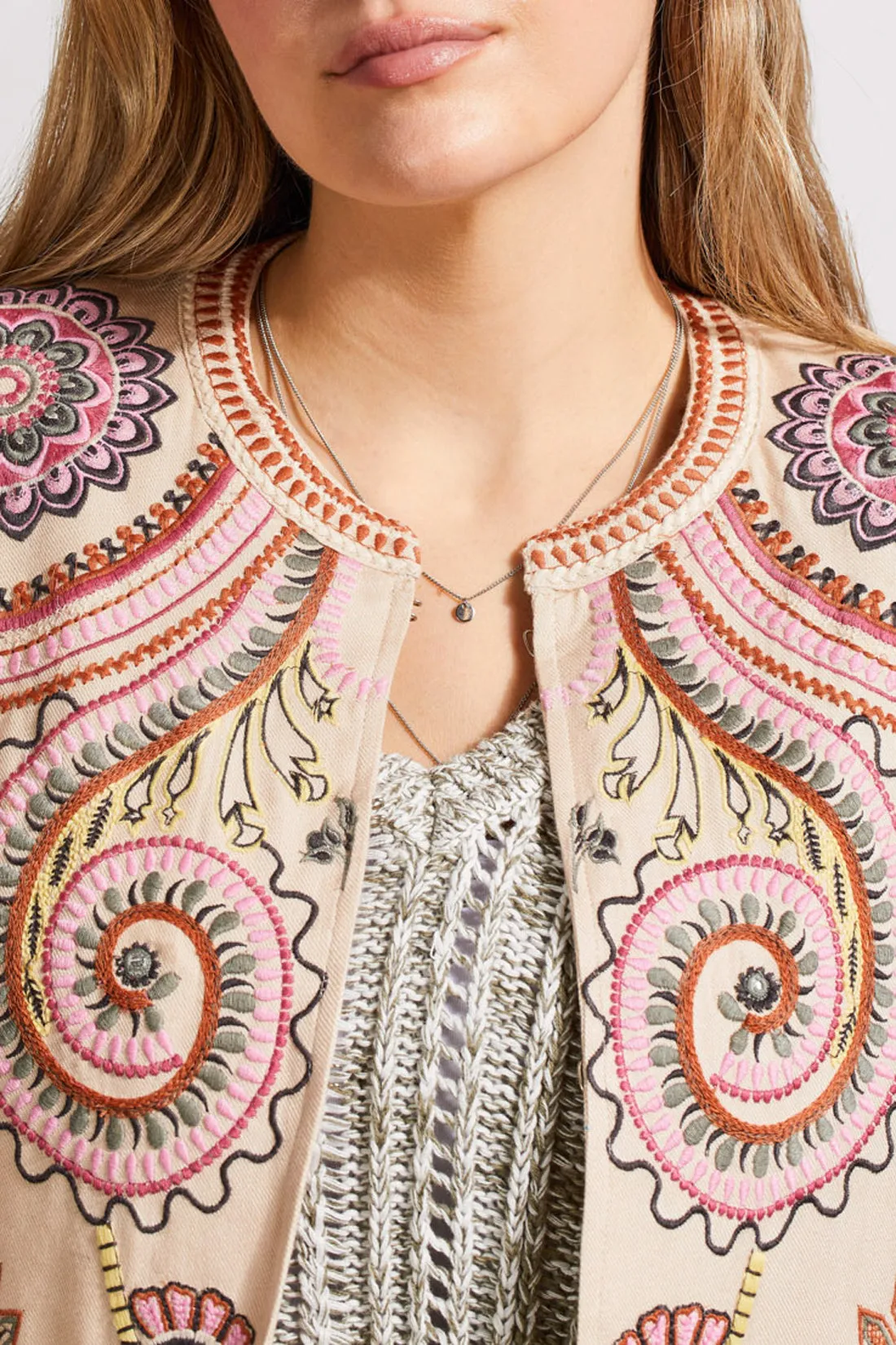 Lined Embroidered Crop Jacket