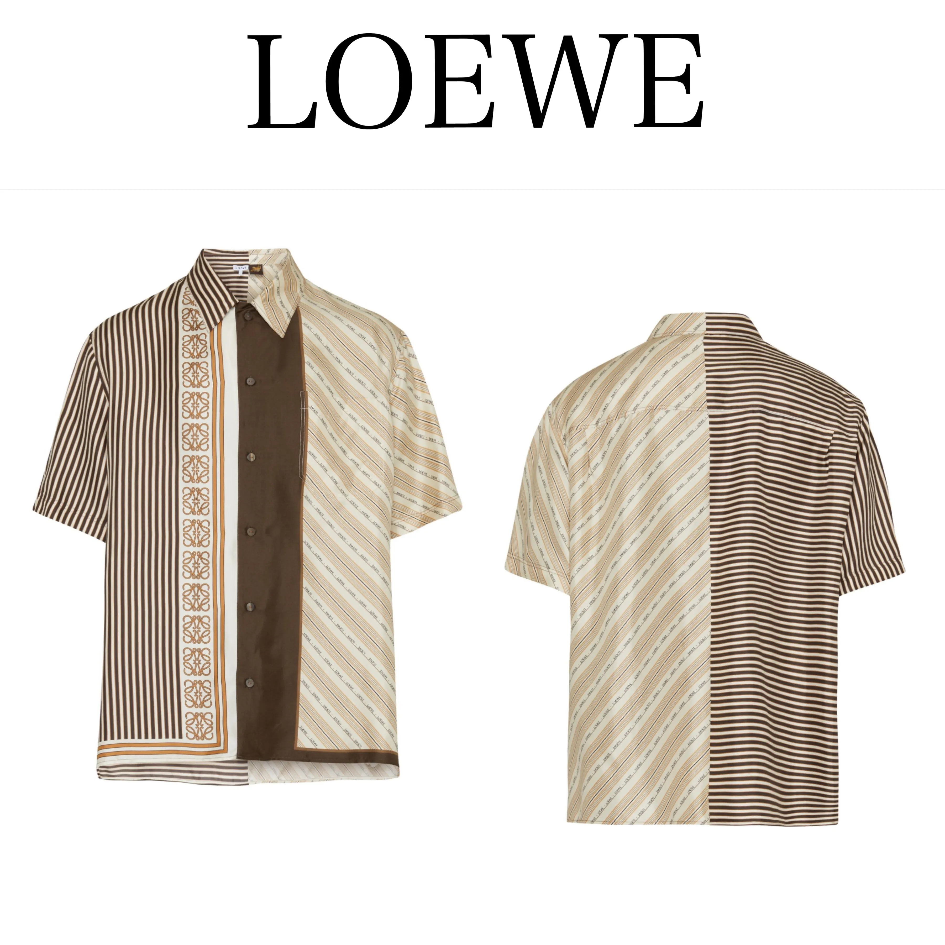 LOEWE  |Stripes Silk Short Sleeves Luxury Shirts