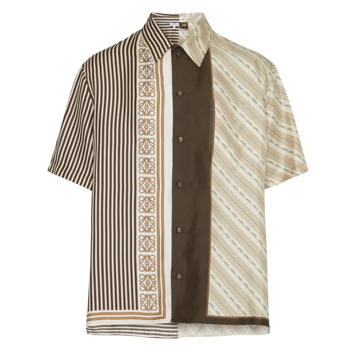 LOEWE  |Stripes Silk Short Sleeves Luxury Shirts