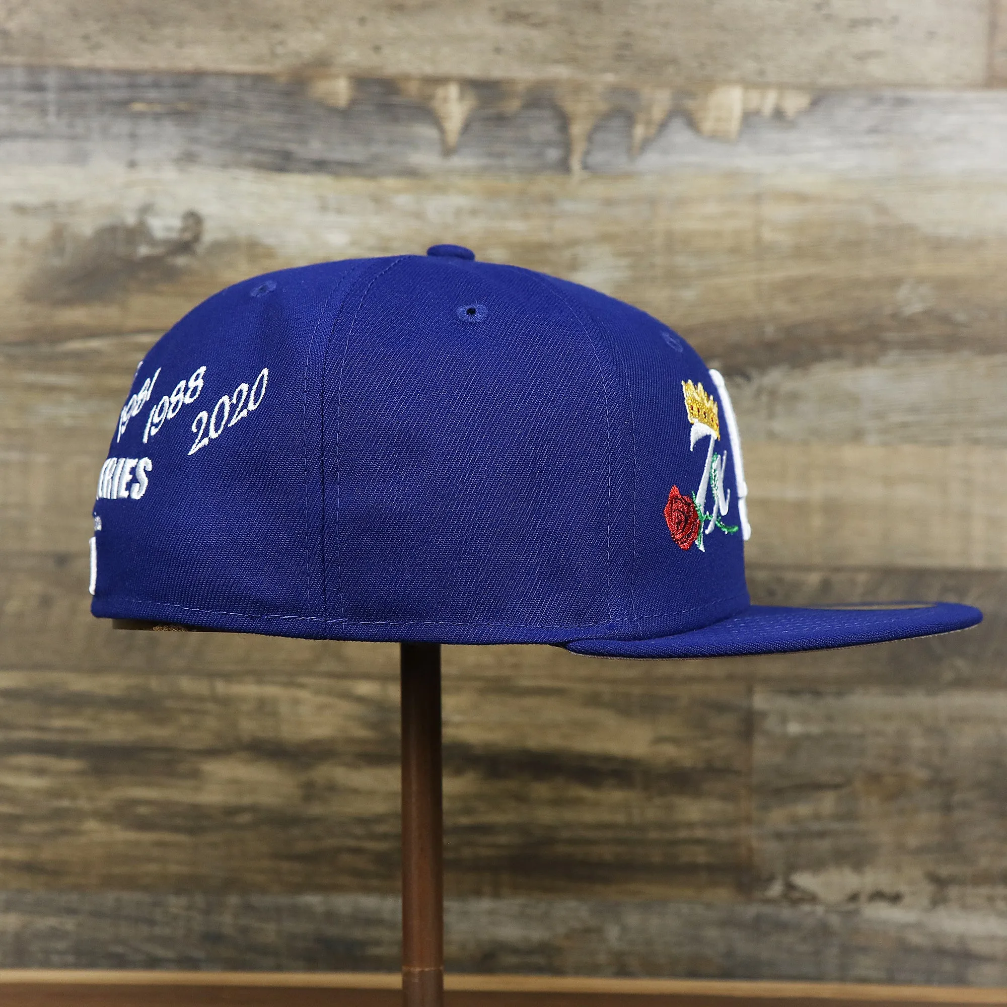 Los Angeles Dodgers Crown Champions Gray Bottom World Championship Wins Embroidered Fitted Cap | Royal Blue 59Fifty Cap