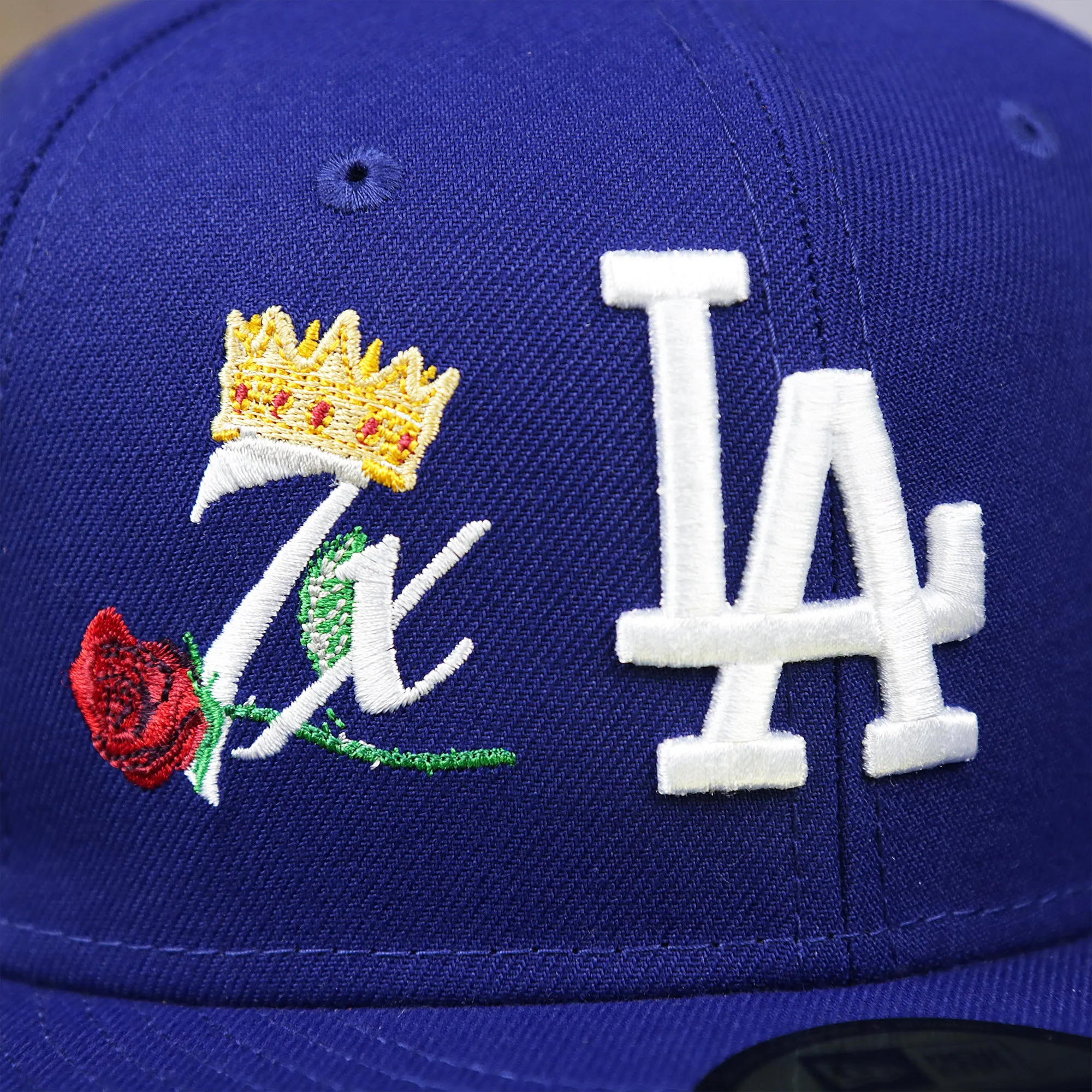 Los Angeles Dodgers Crown Champions Gray Bottom World Championship Wins Embroidered Fitted Cap | Royal Blue 59Fifty Cap