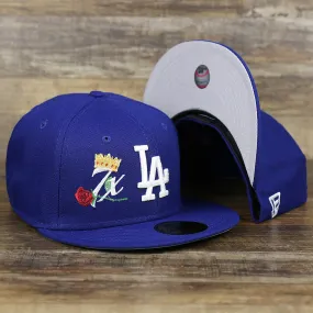 Los Angeles Dodgers Crown Champions Gray Bottom World Championship Wins Embroidered Fitted Cap | Royal Blue 59Fifty Cap