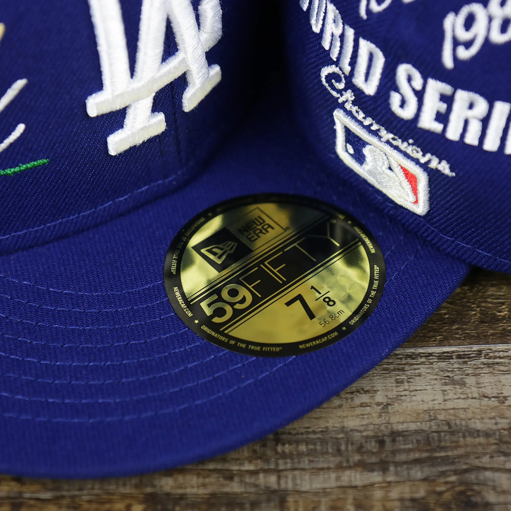 Los Angeles Dodgers Crown Champions Gray Bottom World Championship Wins Embroidered Fitted Cap | Royal Blue 59Fifty Cap