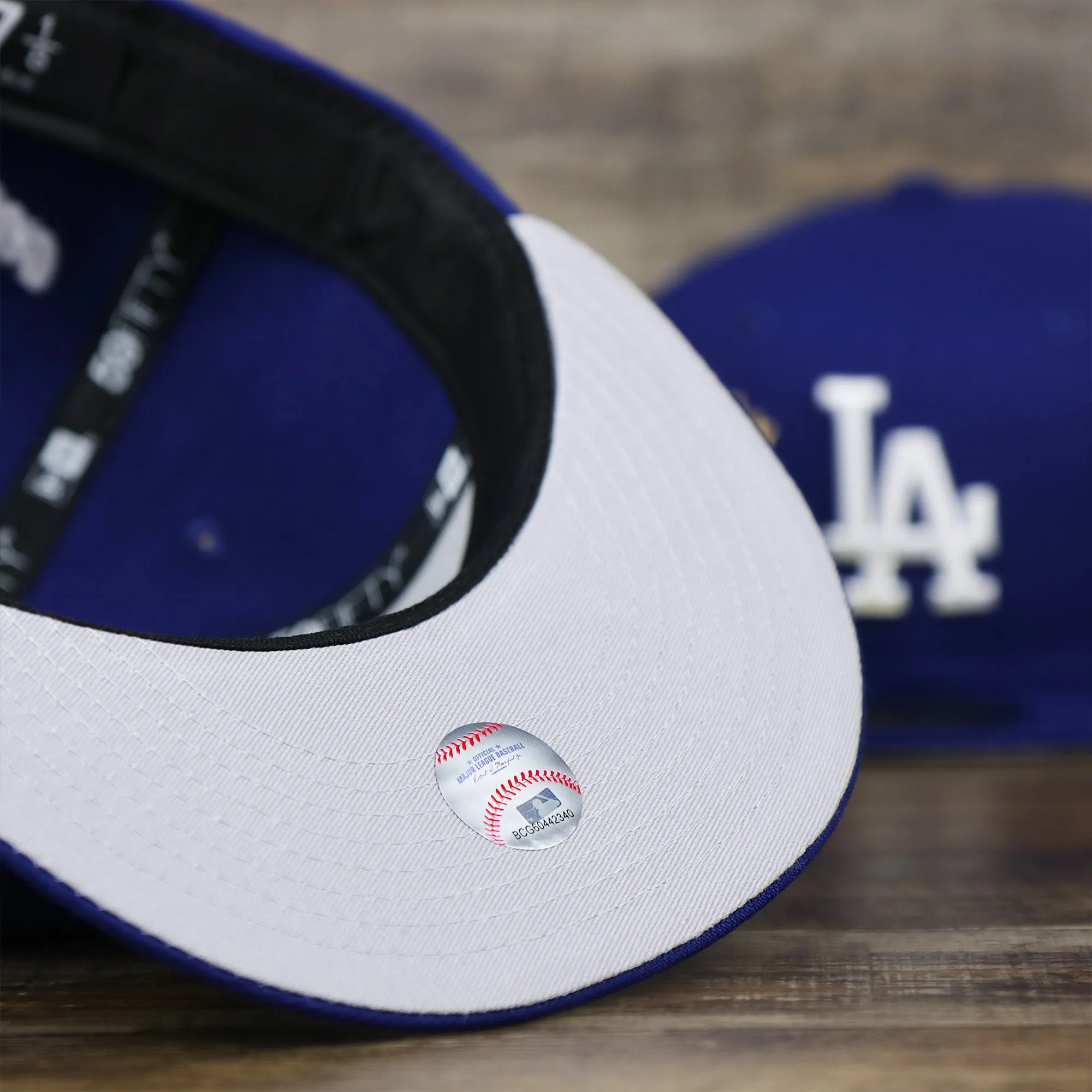 Los Angeles Dodgers Crown Champions Gray Bottom World Championship Wins Embroidered Fitted Cap | Royal Blue 59Fifty Cap