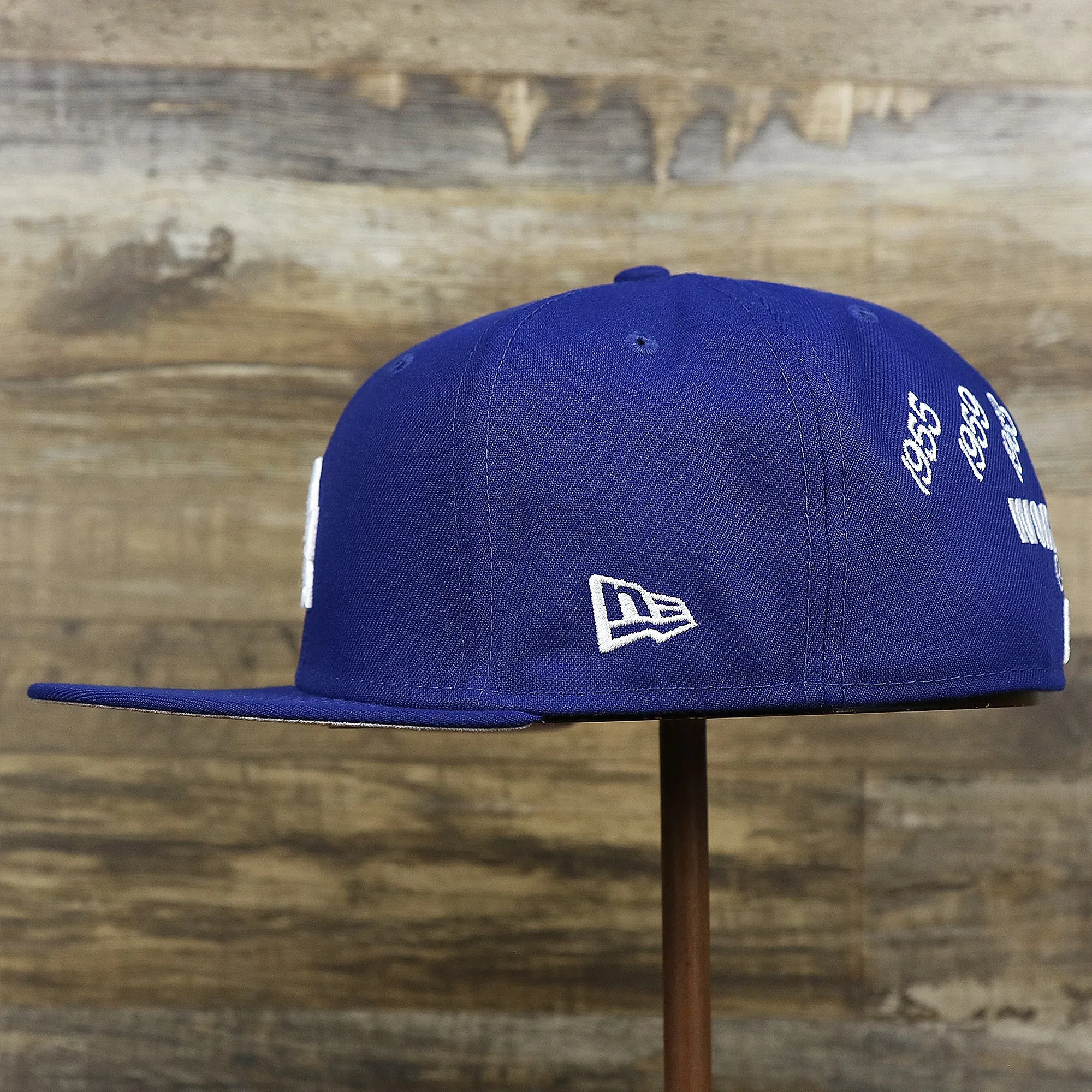 Los Angeles Dodgers Crown Champions Gray Bottom World Championship Wins Embroidered Fitted Cap | Royal Blue 59Fifty Cap