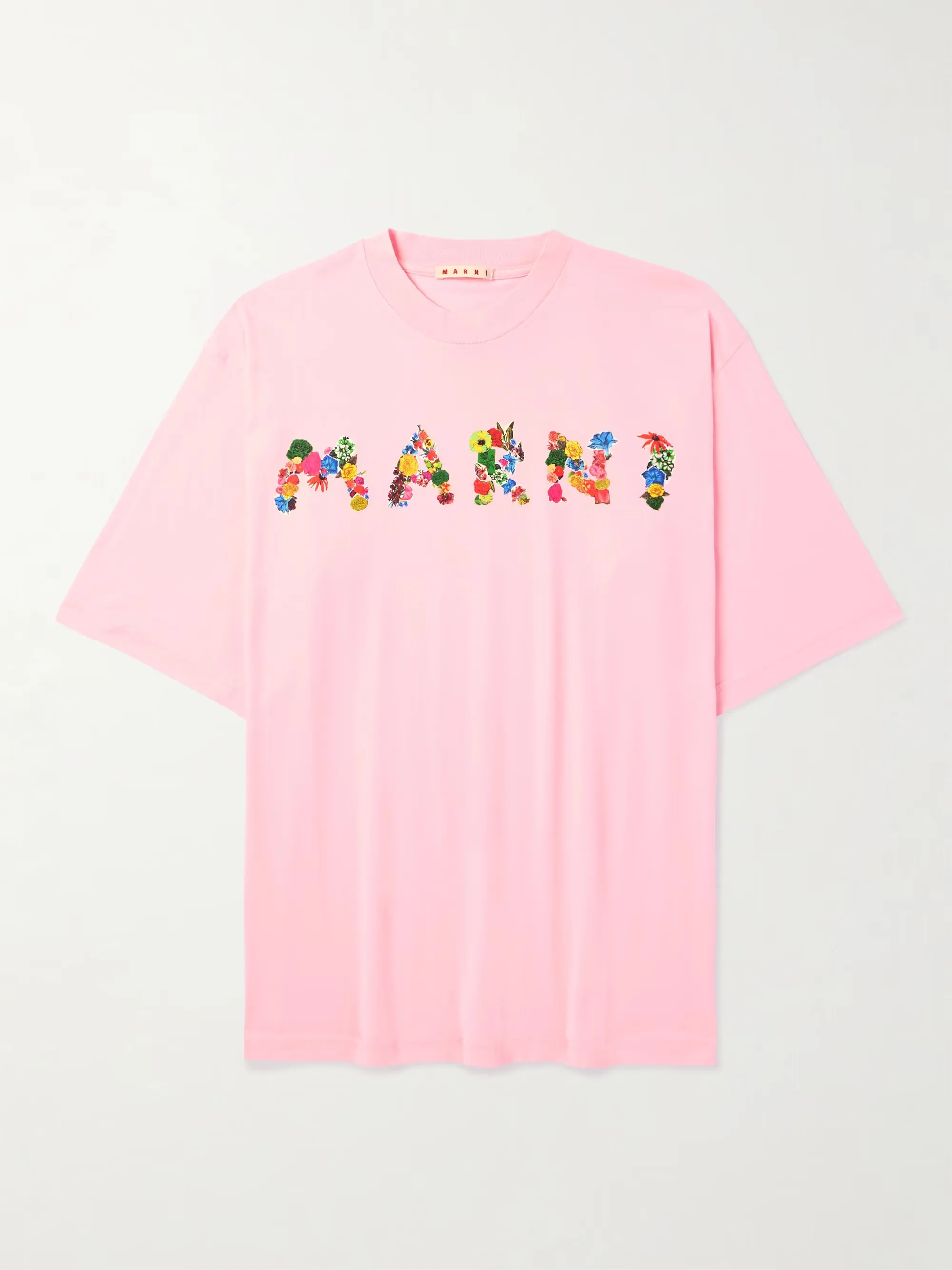 MARNI  |Flower Patterns U-Neck Plain Cotton Short Sleeves Oversized