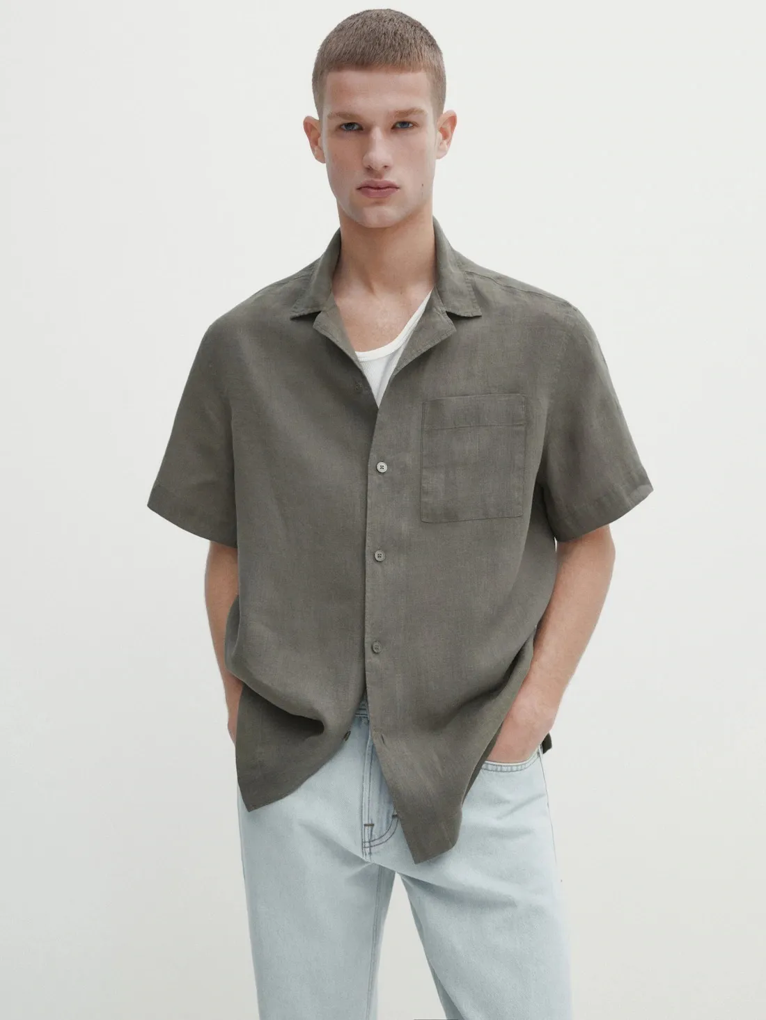 Massimo Dutti  |Linen Short Sleeves Shirts