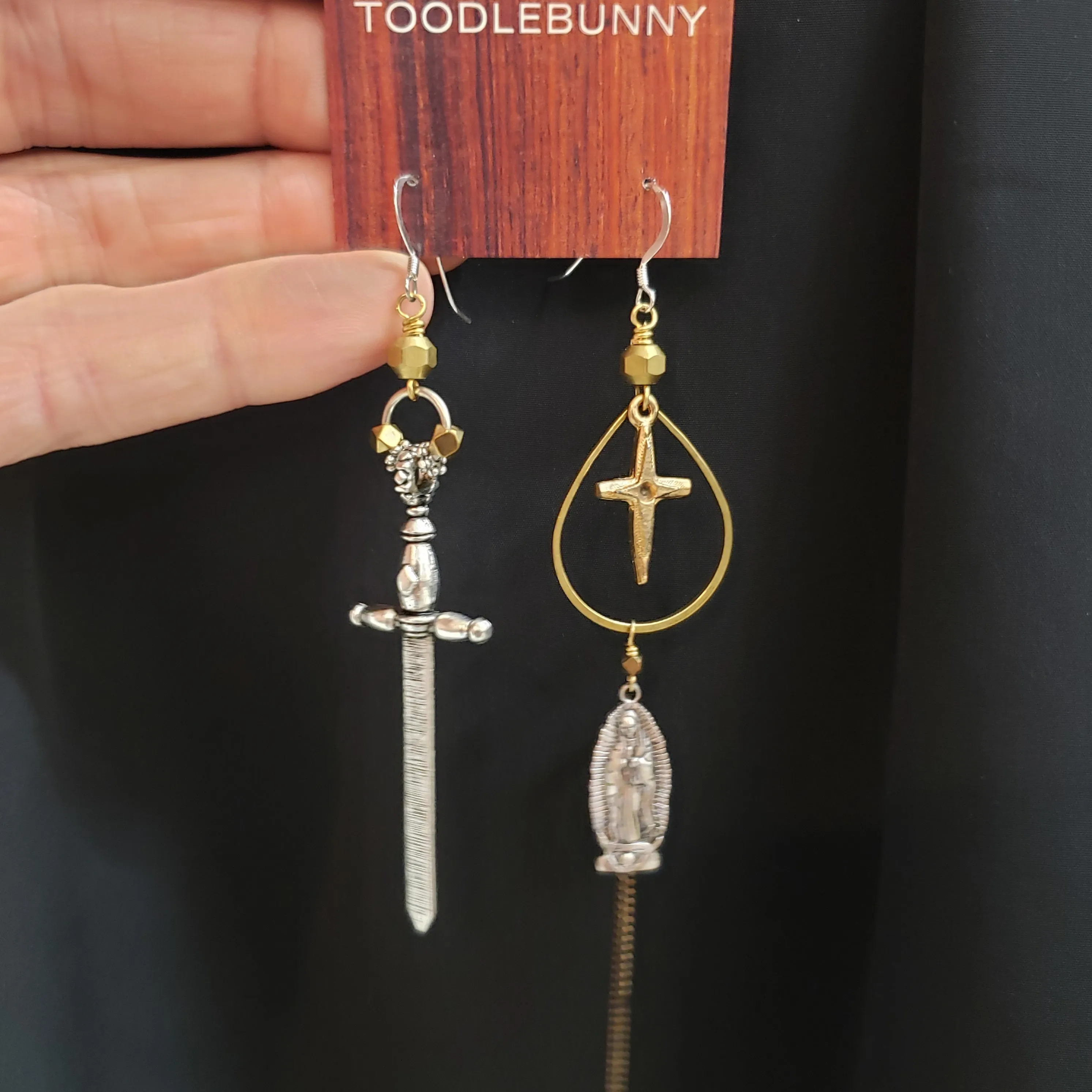 Medieval Maden Sword and Cross Earrings II