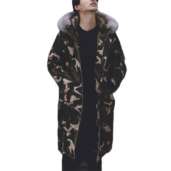 Men Cotton Padded Hooded Jackets with Fur Jaqueta Masculina Men's Casual Slim Fit Camouflage Jackets Hombre SM6