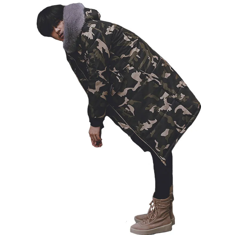 Men Cotton Padded Hooded Jackets with Fur Jaqueta Masculina Men's Casual Slim Fit Camouflage Jackets Hombre SM6