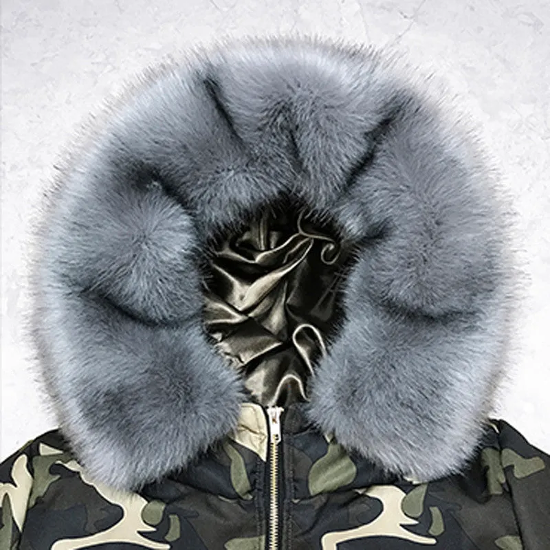 Men Cotton Padded Hooded Jackets with Fur Jaqueta Masculina Men's Casual Slim Fit Camouflage Jackets Hombre SM6