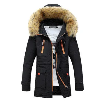 Men Cotton-Padded Jackets Jaqueta Masculina Veste Homme Parkas Men's Casual Slim Fit Medium Long Jackets Men SM6