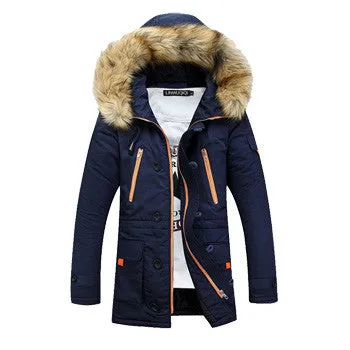 Men Cotton-Padded Jackets Jaqueta Masculina Veste Homme Parkas Men's Casual Slim Fit Medium Long Jackets Men SM6