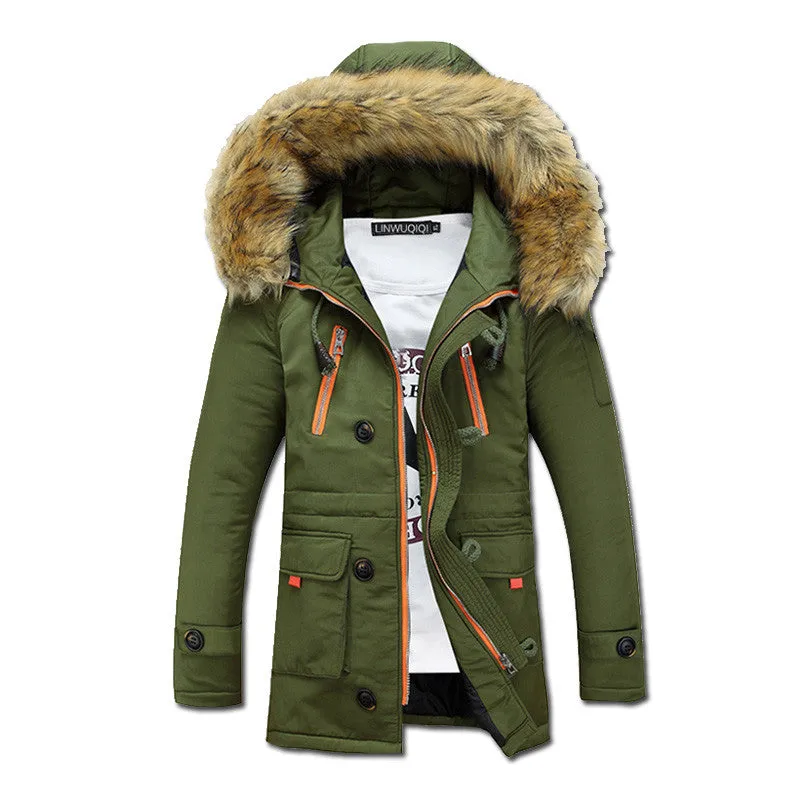 Men Cotton-Padded Jackets Jaqueta Masculina Veste Homme Parkas Men's Casual Slim Fit Medium Long Jackets Men SM6