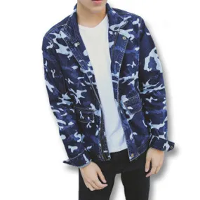 Men Denim Jeans Camouflage Jackets and Coats Cardigans Men's Casual Slim Fit Long Sleeved Denim Jackets Hombre SM6