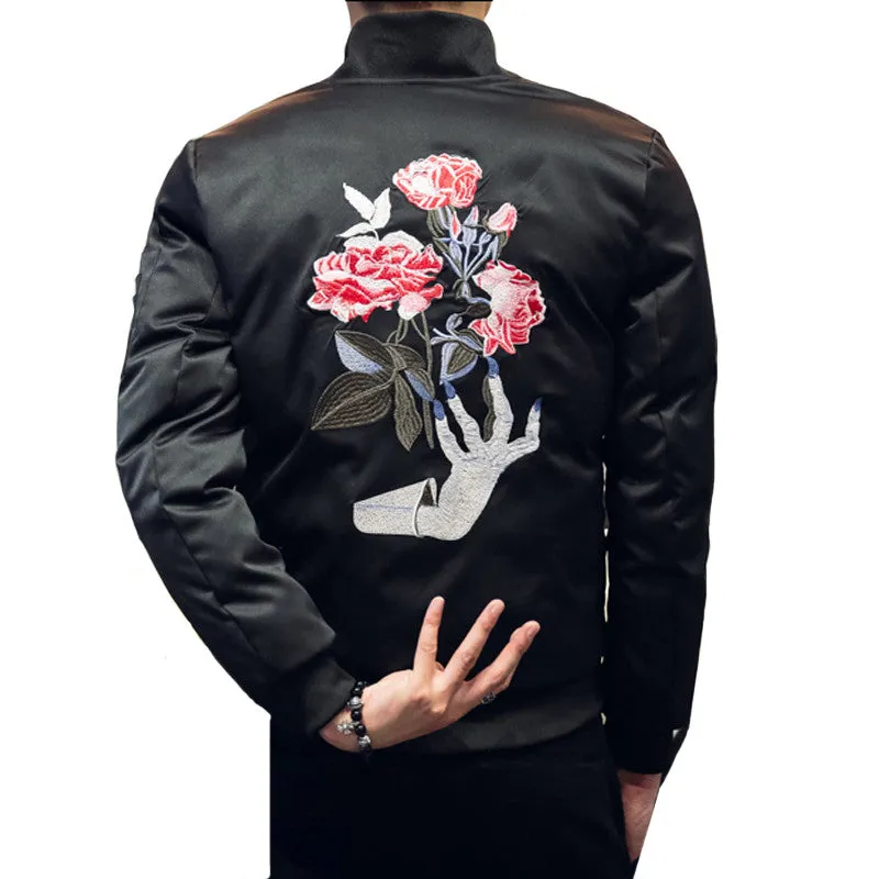 Men Floral Cotton Padded Jackets and Coats Jaqueta Masculina Men's Casual Slim Fit Veste Homme Jackets SM6