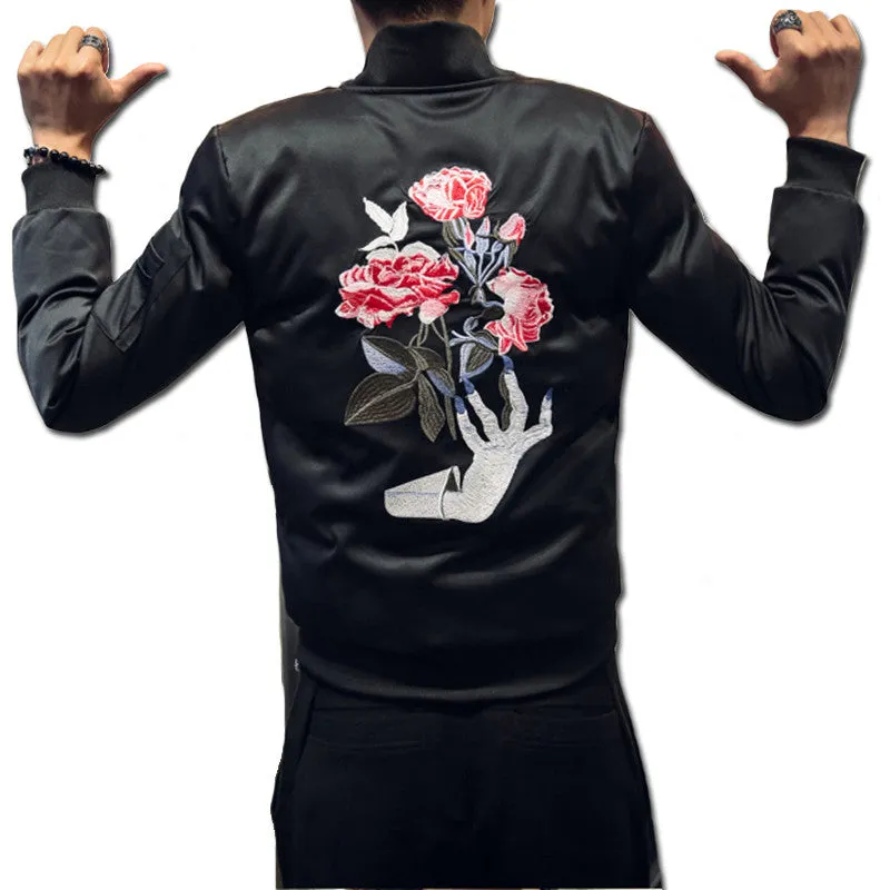 Men Floral Cotton Padded Jackets and Coats Jaqueta Masculina Men's Casual Slim Fit Veste Homme Jackets SM6