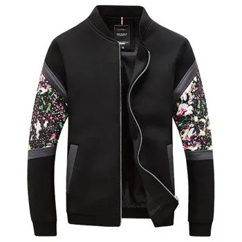 Men Floral Zipper Veste Homme Jakcets Jaqueta Masculina Men's Casual Slim Fit Large Size Jackets Outwear Men SM6